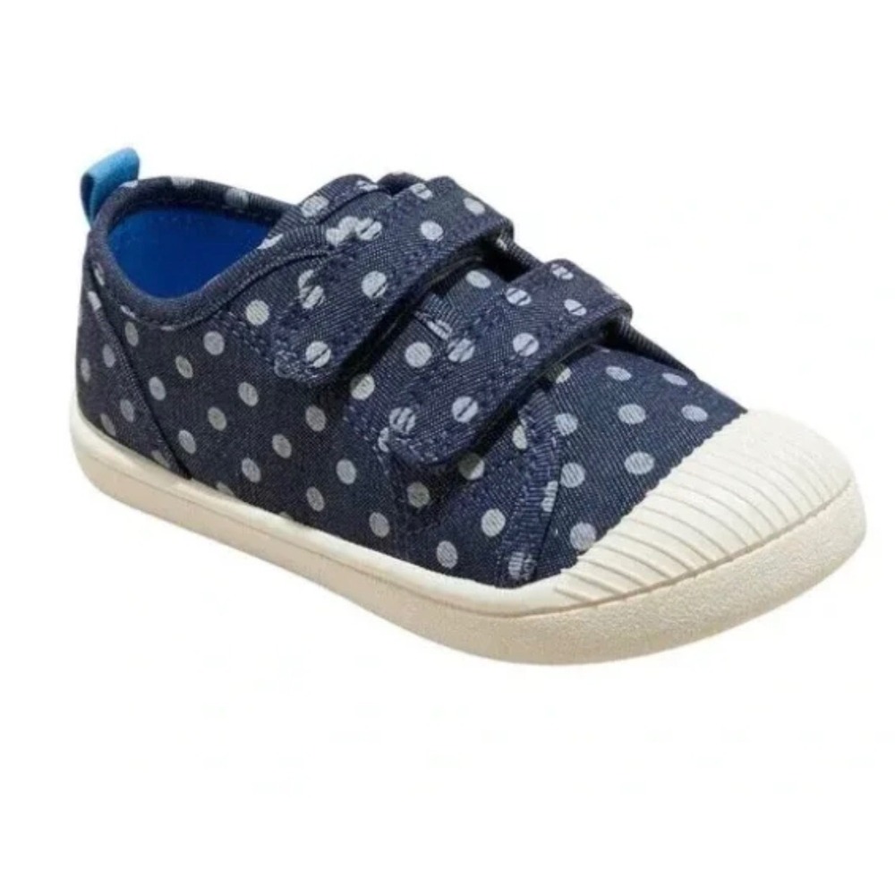 Cat & Jack Sneakers Toddler 11 Navy Blue Polka Dot Hook & Loop NWT